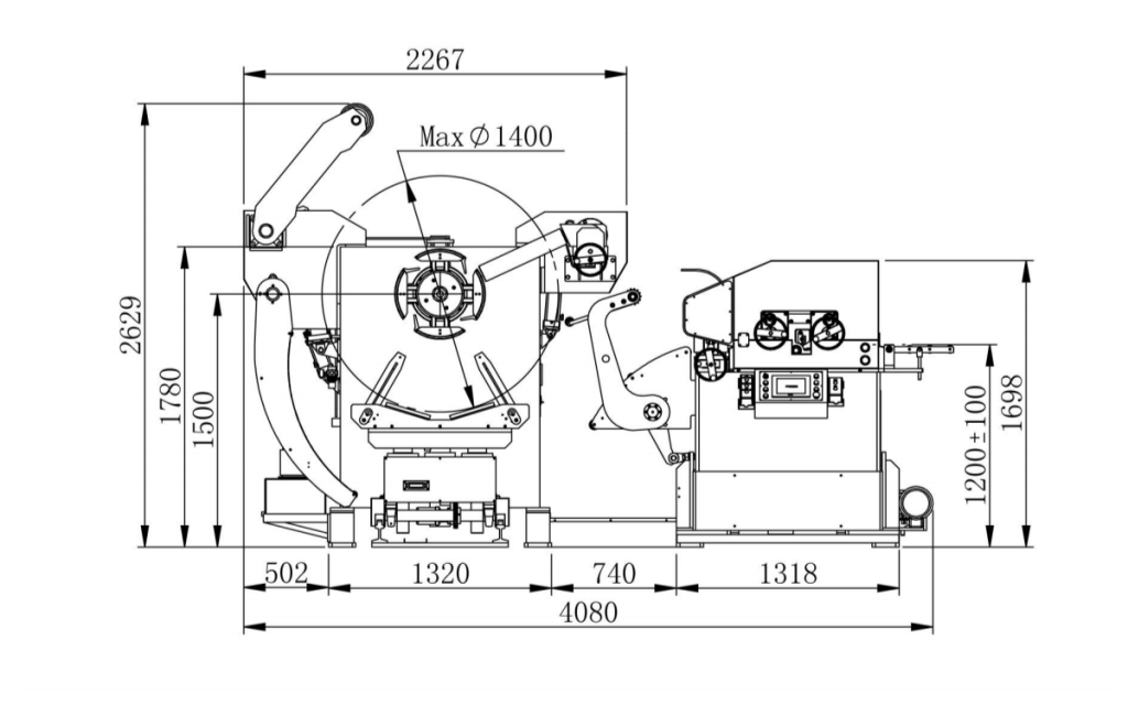 Penyuap Pelurus Nyahgelung 5 Pandangan Sisi lukisan penyuap pelurus uncoiler